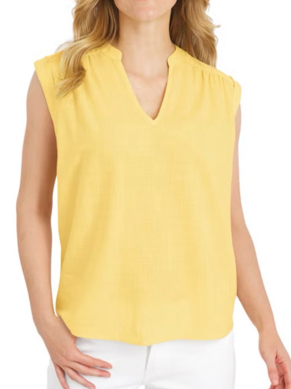Lands’ End Women’s Sleeveless Splitneck Blouse